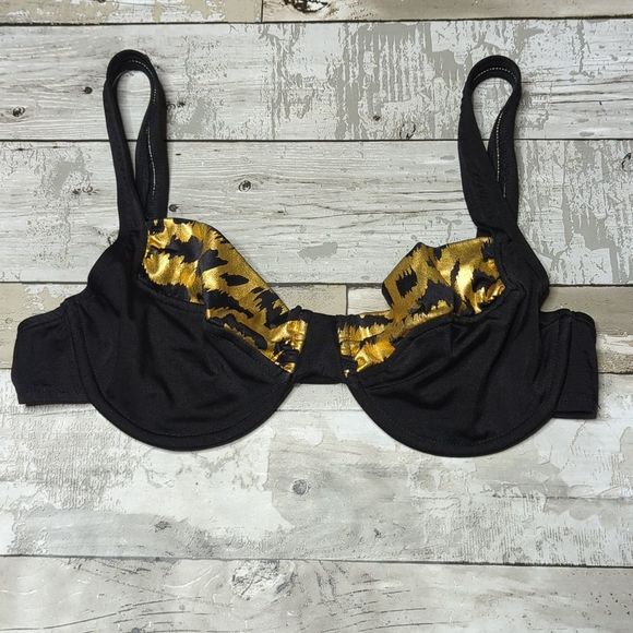 Vintage 90s UjENA gold foil cheetah goddess Calypso bikini - Picture 1 of 7